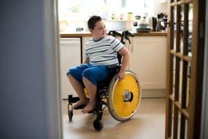 Young boy in a wheelchair
