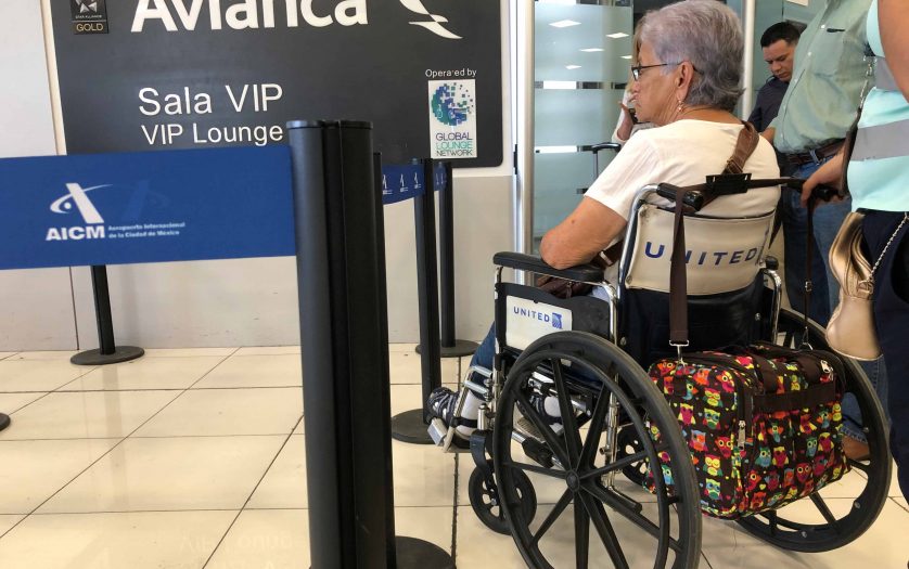 passenger in wheelchair waiting for boarding