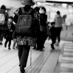 Blind Woman walking at the station