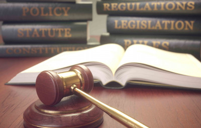 gavel with law books