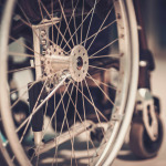 Close-up view of a wheelchair
