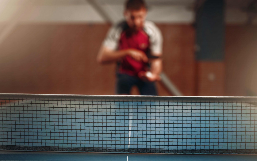 table tennis net, selective focus