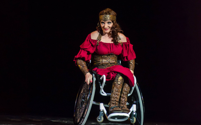 Dancer Natalia Chekhonatskaya in wheelchair performes
