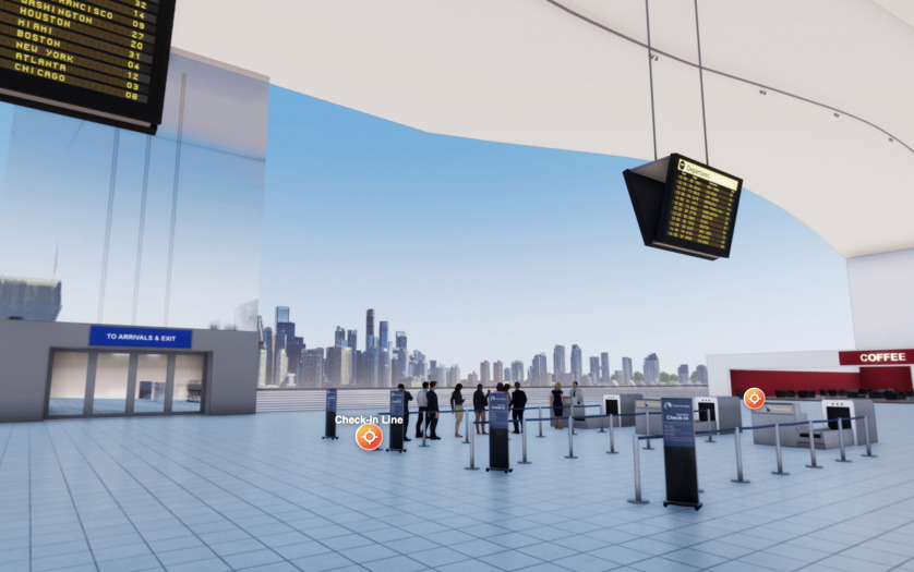Screenshot of VR environment at the airport