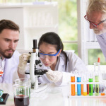 researchers working in the lab