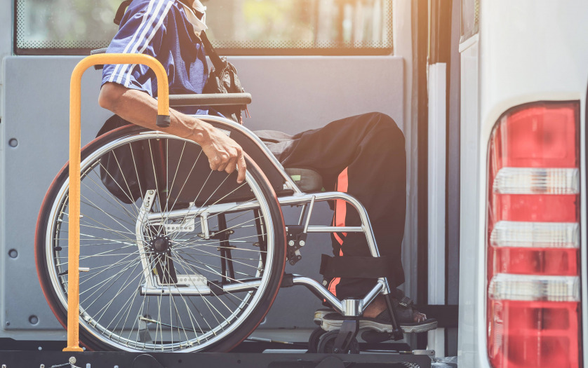wheelchair user boarding the bus