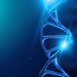Dna molecule on a blue background