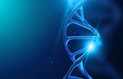 Dna molecule on a blue background