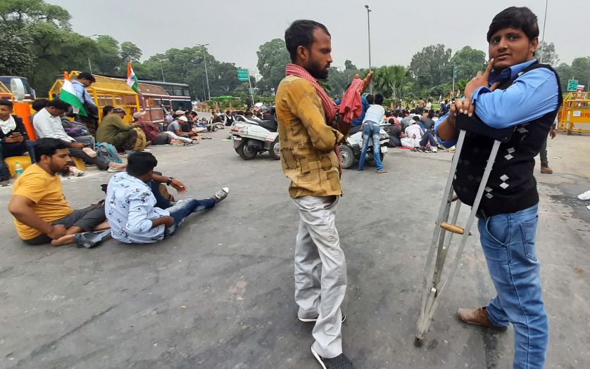 Persons with disabilities protest against Railway