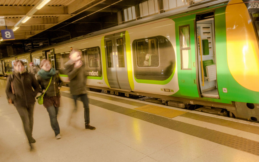 A London Midland train pulls in to the station at London Euston