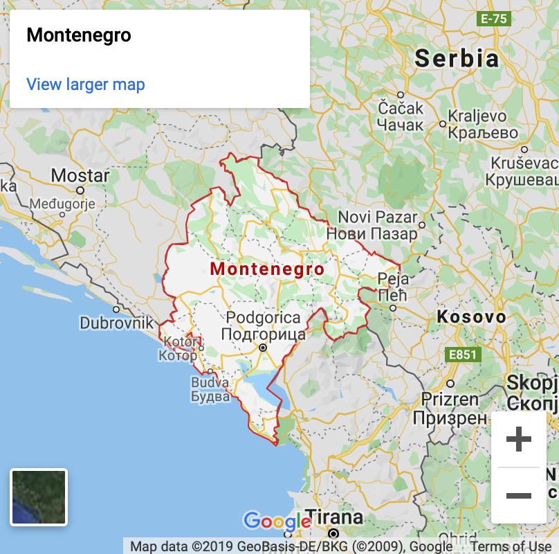 Montenegro Google Map