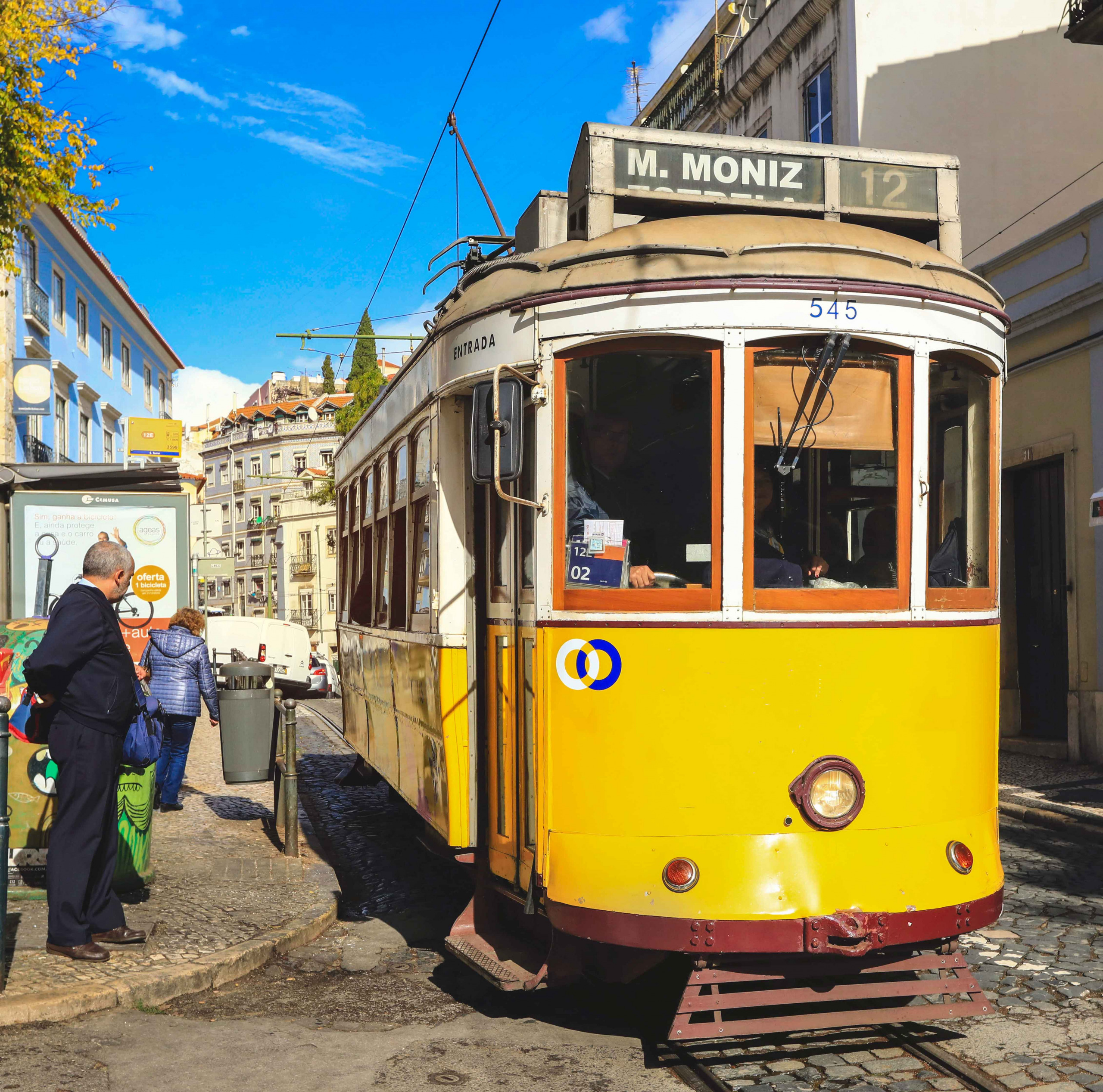 tram carriage city centre lisbon portugal
