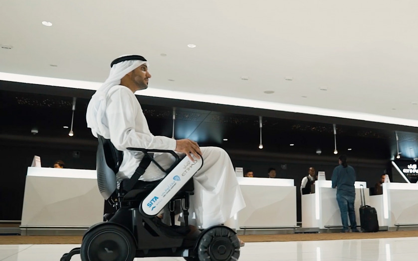 passenger using autonomous wheelchairs at Abu Dhabi International Airport