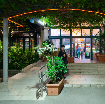 a ramp leading to bus station