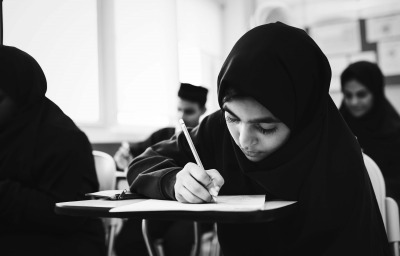 children studying in a classroom