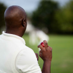 Cricket bowler ready to pitch the ball