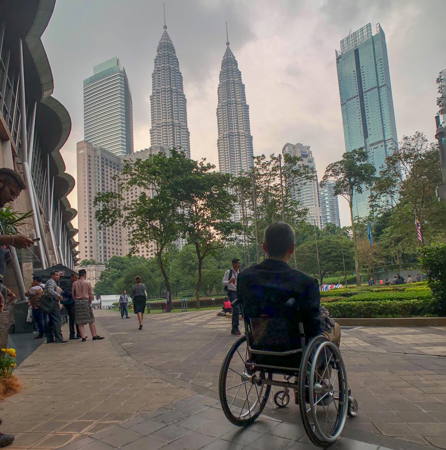 Wheelchair user outside KL Convention center