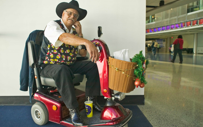 Traveler with disabilities at an international airport