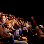 People watching movie