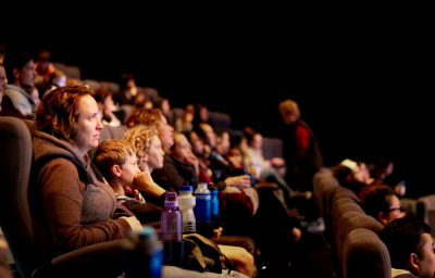 People watching movie