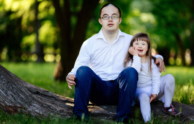 People with down syndrome cute bonding