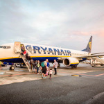 Passengers boarding a Ryanair Boeing B737