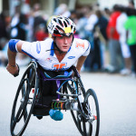 Chicago Marathon athlete during the race. The name of this participant is Tatyana McFadden from Clarksville, MD
