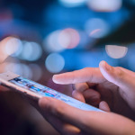 Woman hands using mobile smart phone
