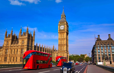 Big ben clock tower and london bus