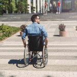 wheelchair user crossing the street