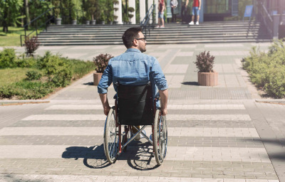 wheelchair user crossing the street