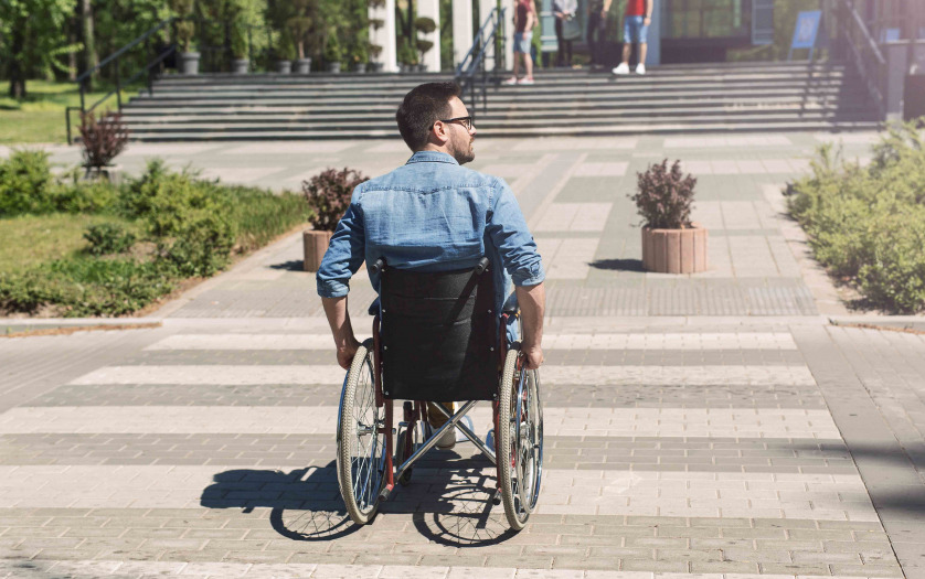 wheelchair user crossing the street