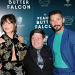 Dakota Johnson, Zack Gottsagen and Shia LaBeouf at the Los Angeles premiere of `The Peanut Butter Falcon`