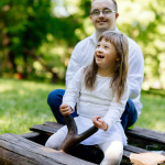 People with down syndrome happy outdoors
