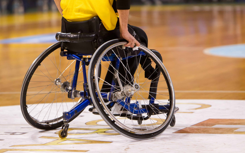 a man in sports wheelchair