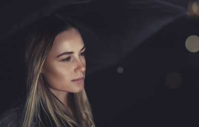 young girl at night