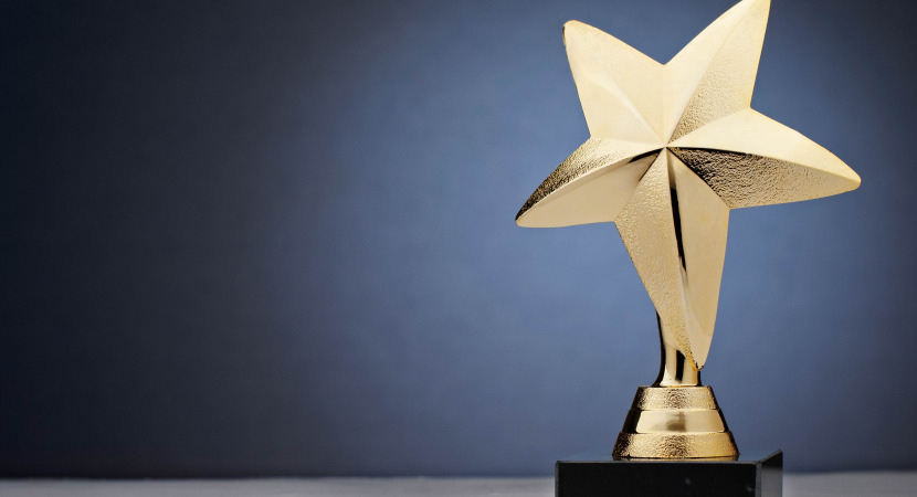 Shiny star statue award made of gold