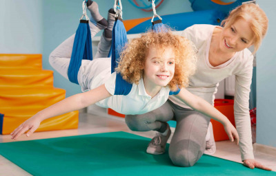 Boy during sensory integration therapy