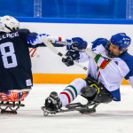 Paralympic games in South Korea. Sled hockey, Italy Vs USA