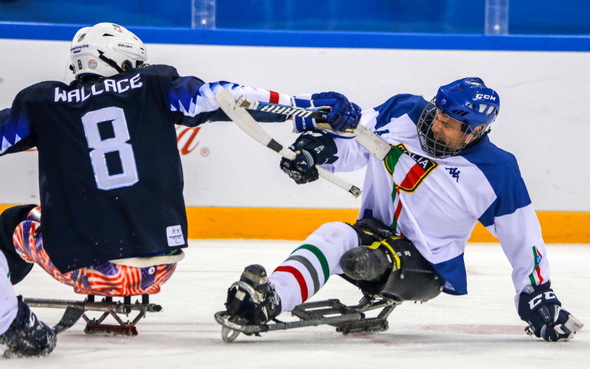 Paralympic games in South Korea. Sled hockey, Italy Vs USA