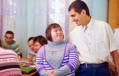 Group of happy people with disabilities
