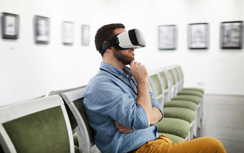 Man Wearing VR in Museum