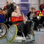 athletes playing wheelchair rugby during the Paragames