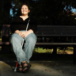 blind woman sitting in the park