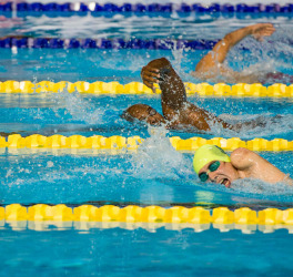 participants gushing through water in swimming competition