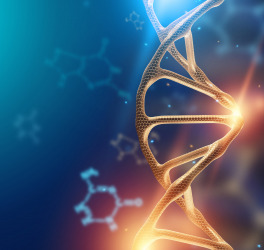 Creative background, dna structure, dna molecule on a blue background