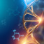 Creative background, dna structure, dna molecule on a blue background