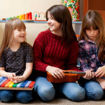 Front view of kids playing together