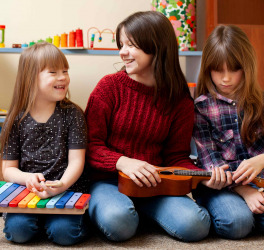 Front view of kids playing together