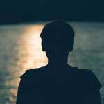 Silhouette of depressed sad